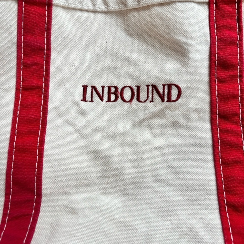 🎈Vintage LL Bean Red and White Canvas Boat and Tote Bag - Picture 3 of 9